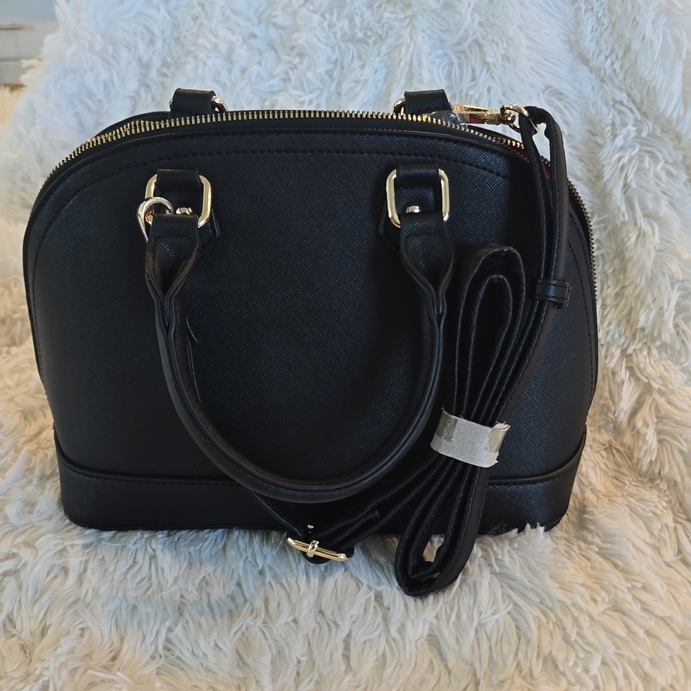 NWT Marilyn Monroe Black Dome Satchel Crossbody Handbag Gold Hardware - Picture 2 of 5